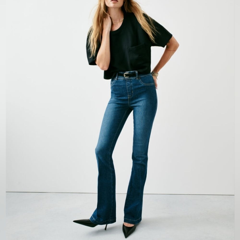 Spanx Flare Jeans Blue Tummy Control Slimming Size M